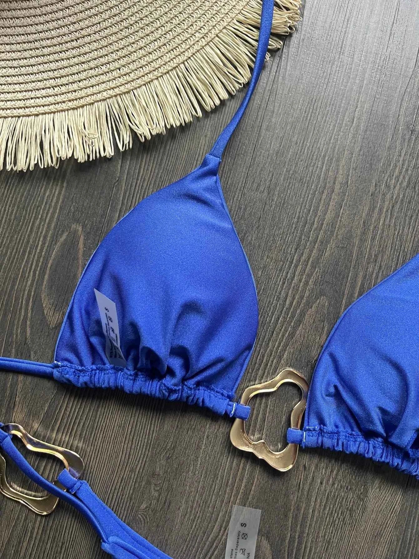 New Sexy Bikini Solid Color Lace-up Split Two-piece Swimsuit for Women