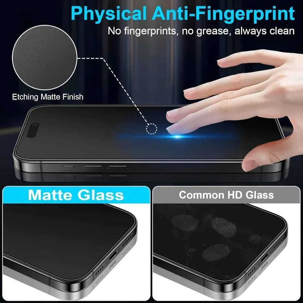 4Pcs Matte Full Screen Protector for iPhone 17 16 15 14 Pro Max 16e 15 14 Plus 13 12 11 Pro XR XS Max 9H Hardness Tempered Glass
