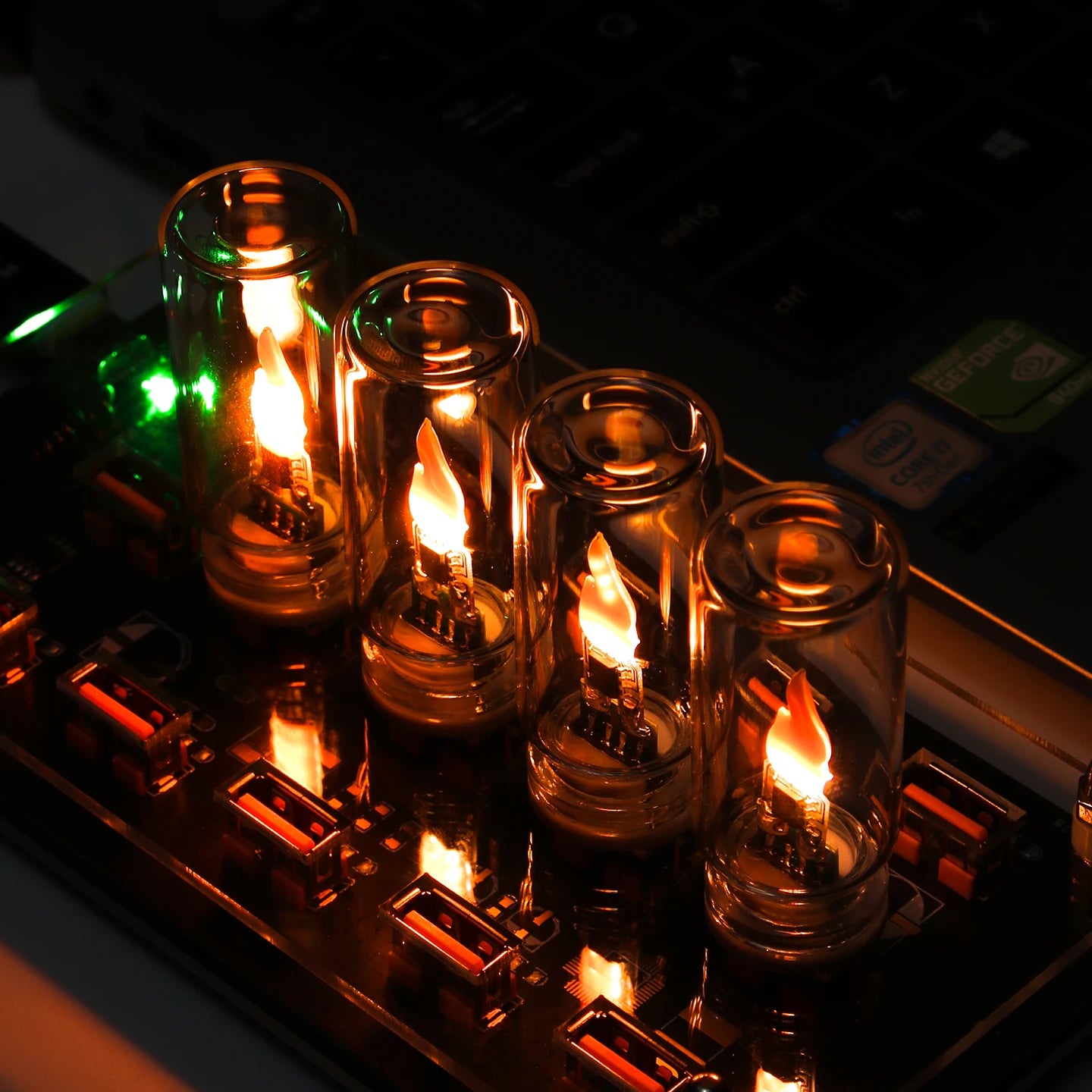 USB Flame Flickering LED Frosted Clear Glass Candle Night Light Simulated Flame for Car Home Room Laptop PC Festival Decoration
