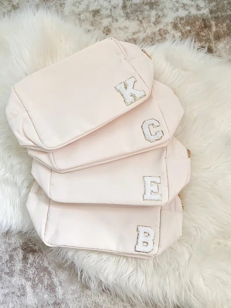 Stock Multi Colors Nylon Pouch Large Cosmetic Bag Zipper Toiletries Organizer Bag For Women Girls Gift Makeup Pouch