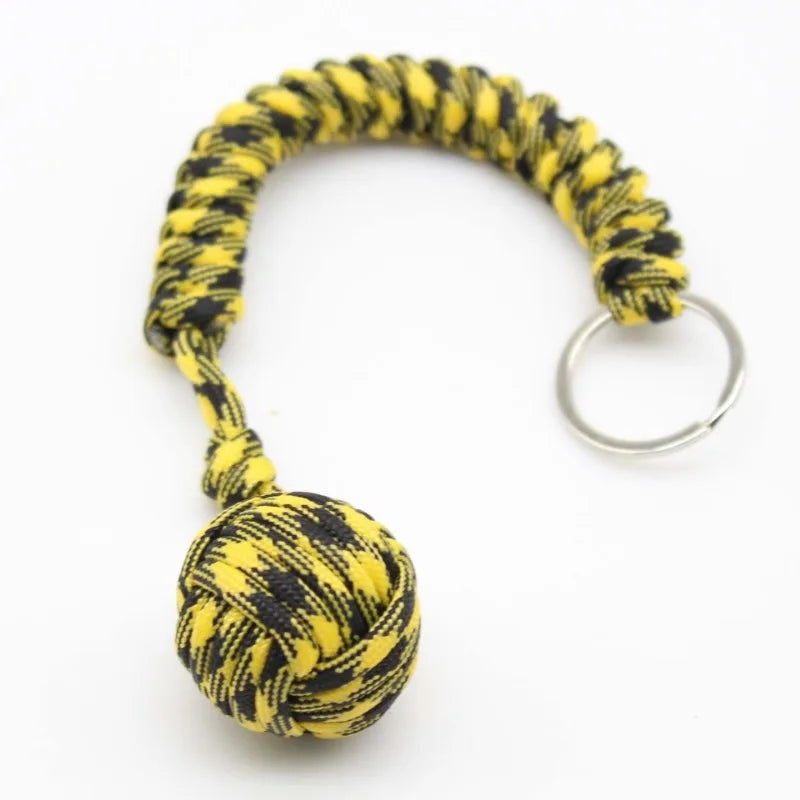 Emergency Escape Parachute Rope Woven Steel Ball Self-defense Ball Hand Woven Multifunctional Parachute Rope Woven Keychain