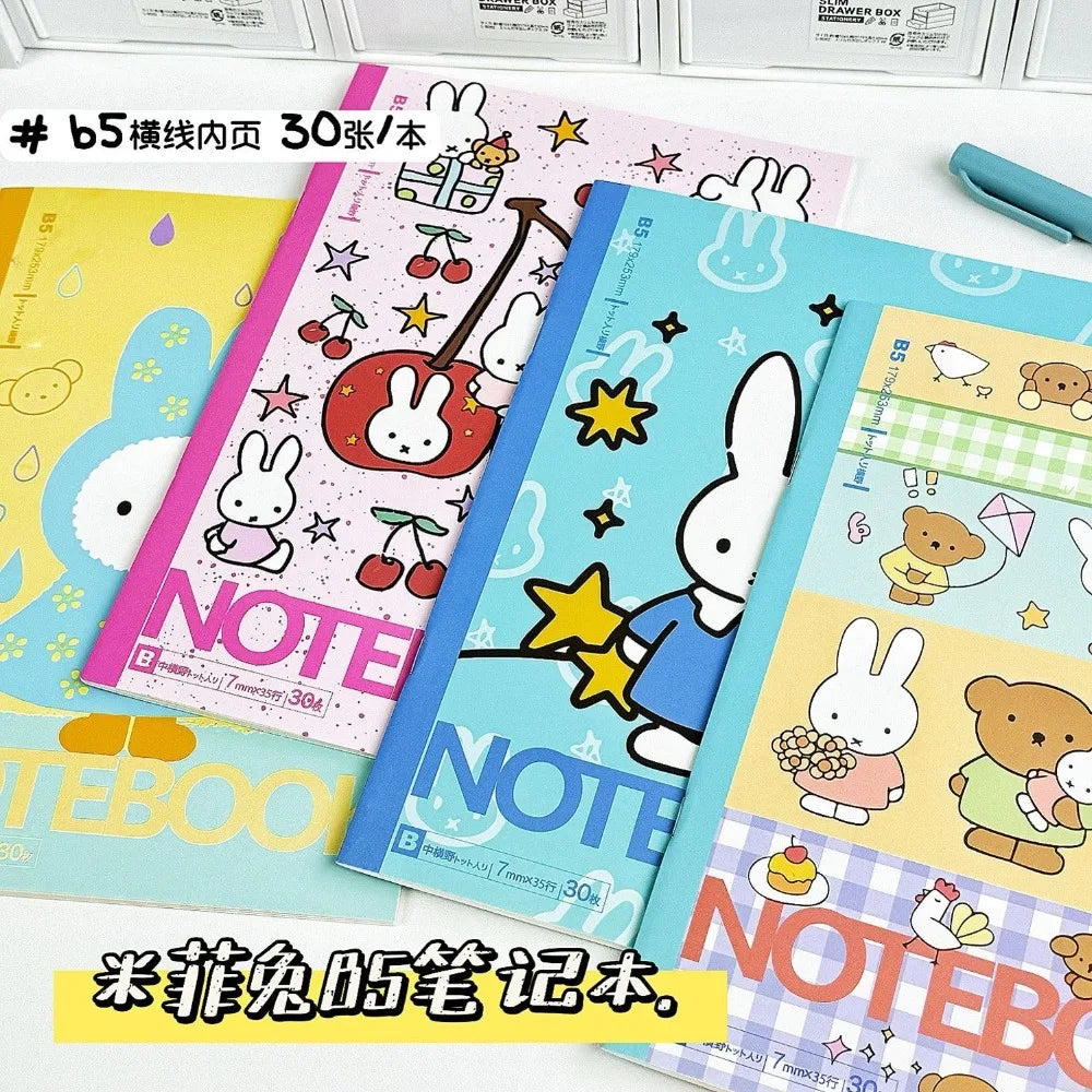 Kawaii Miffy Cute Notebook Ins Style Graffiti Notebook B5 Simple Handheld Ledger Horizontal Notes Message Book Gift Toy for Girl