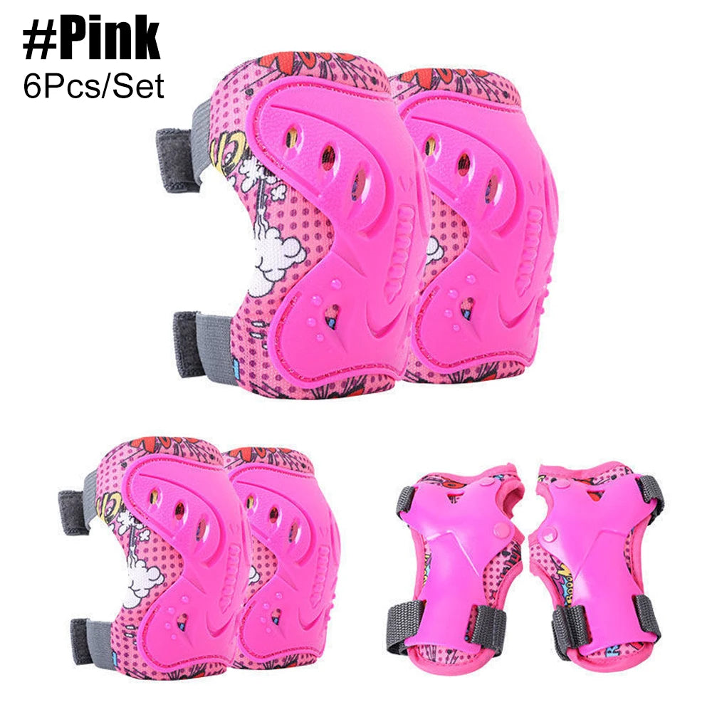 Kids Protective Gear Set - Knee & Elbow Pads & Wrist Guards for Ages 3-12 | Adjustable Safety Pads for Skateboarding, Cycling