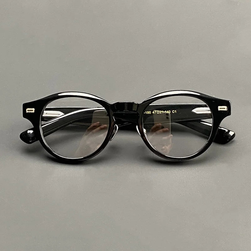 Vintage round glasses frame for men spring legs thickened with acetate optical glasses frame to make prescription glasses for my