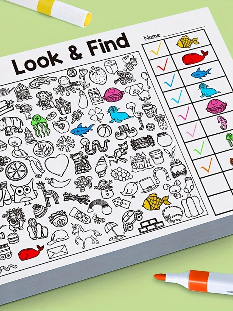 Kids Hidden Object Coloring Book Look&Find Activity Workbook Educational Puzzle Book for Visual Perception Focus and Attention