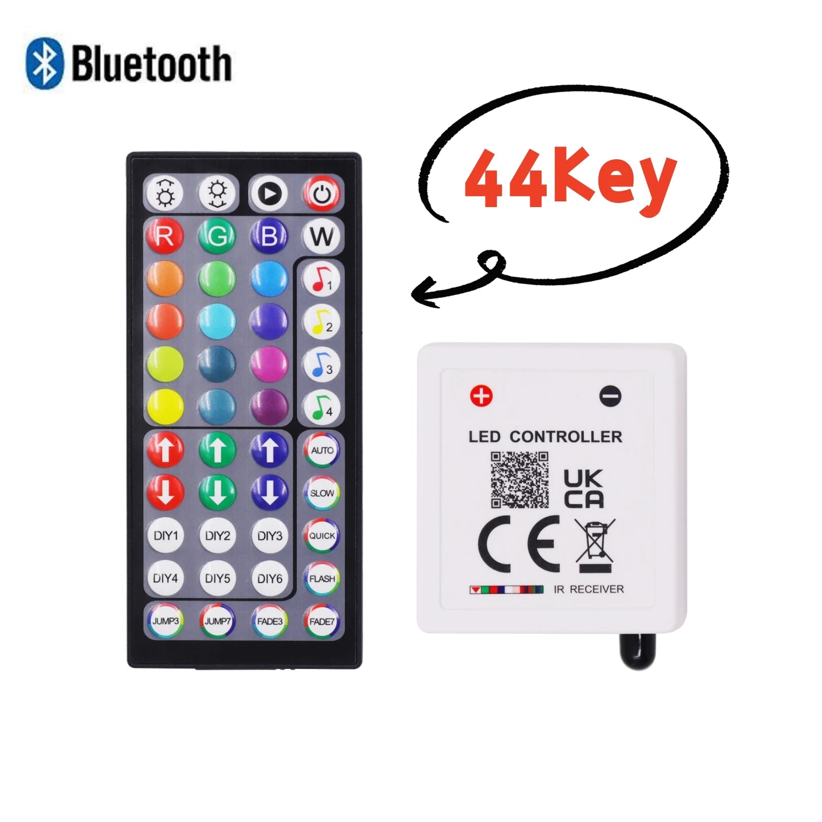 RGB LED Controler Box 1 to 2 Output 24Keys 44Keys IR Remote Bluetooth Dimmer DC5-24V For 3528 5050 Neon LED Strip Lights