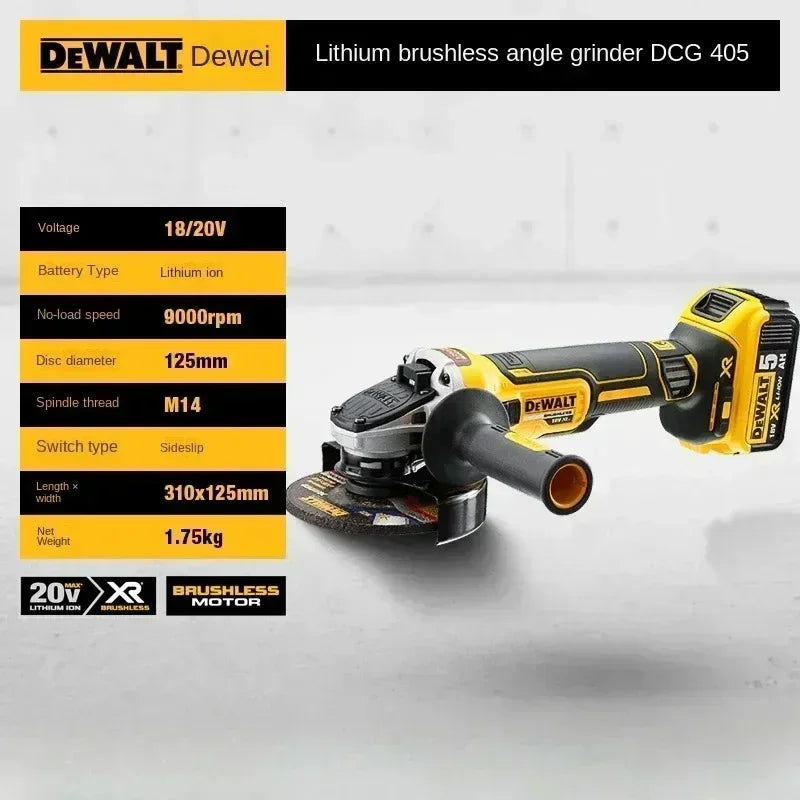 DEWALT DCG405 125mm flat head angle grinder bare machine tool cutting machine brushless 18V lithium battery tools