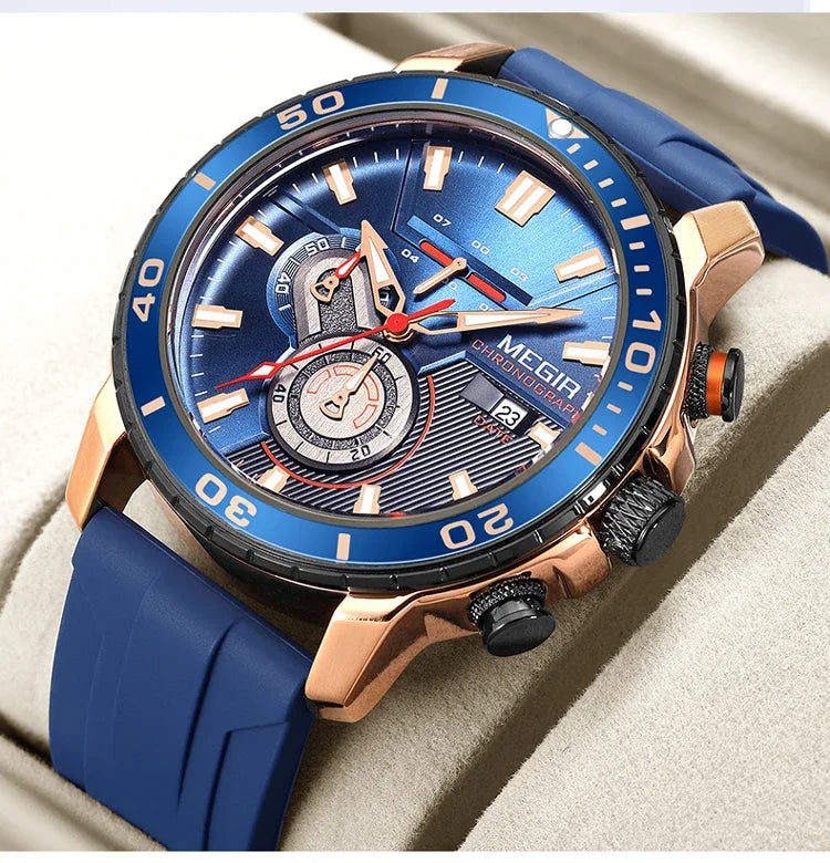 MEGIR Men Wristwatch Fashion Casual Quartz Date Watches Luxury Male Clock Chronograph Multifunctional 30M Waterproof Sport