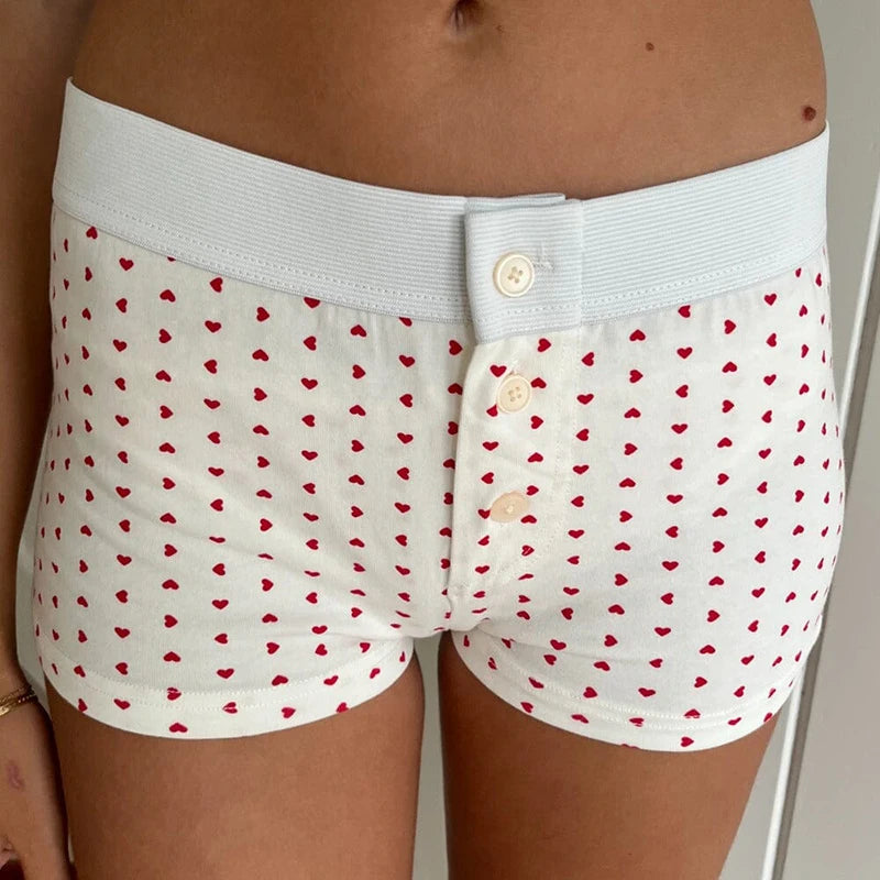 00s Retro Cute Patterm Boyshorts Fairy Y2K Cottage Low Waist Button Comfy Undies Sweatshorts Women Pajamas Shorts Lounge Bottom