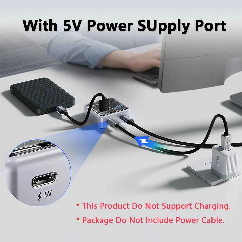 ORICO Multi 4 Port USB 3.2 Hub Splitter 10Gbps USB A Type C Slot Docking Station Multiple USB3.0 Adapter Extender for Laptop PC