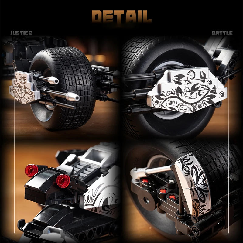 Bat Motorcycle MOC Building Blocks Superheroes Dark Knight Vehicle Birthday Gifts Cool Ornaments Creative Bricks Assembly Toys
