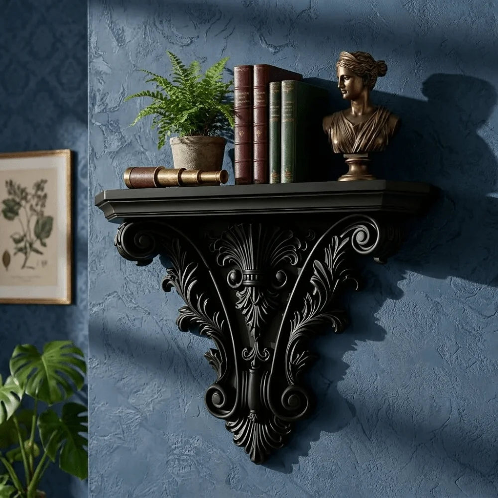 Durable 3D Printing Floating Shelf Unique Carving Gothic Wall Decor Decorative Retro Wall Mounted Shelves Goth Home Decor