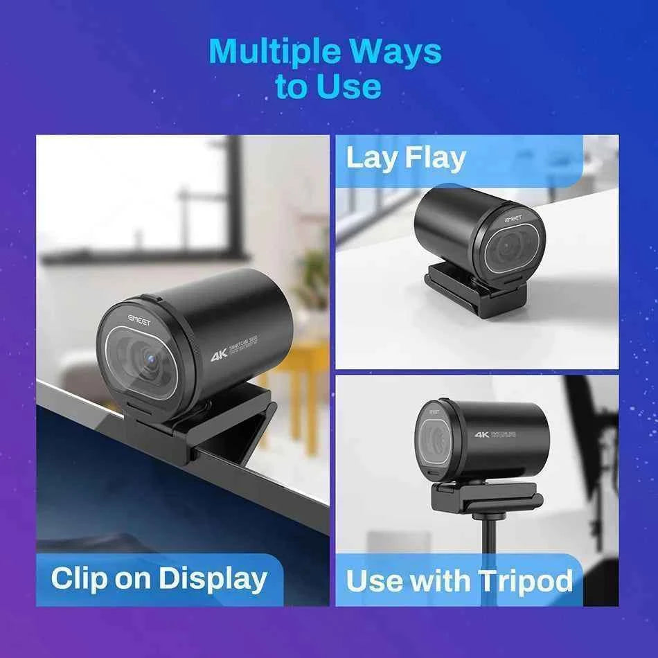 Webcam 4K Streaming Web Camera 1080P 60FPS USB Camera EMEET S600 Autofocus Living Stream Camera With Mics for Tiktok/YouTube