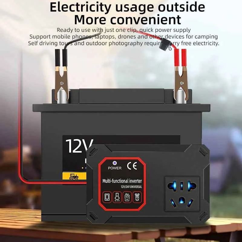 200W Car Power Inverter 12V/24V to 220V AC Converter
