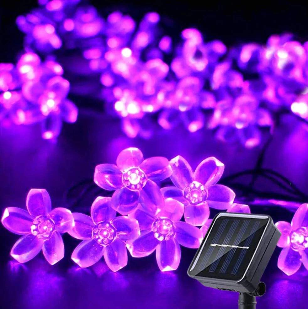 Solar Garden Lights Outdoor Solar Flower String Lights Solar Outdoor Lights Waterproof  Flower Lights Garden Decoration Outdoor