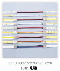 COB Strip to Wire LED Connectors 5 8 10mm Connection Solderless Extension For CCT FCOB RGB LED Strip Lights 2 3 4 Pin Connector