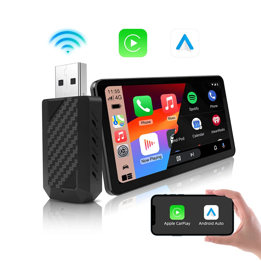 Wired To Wireless Carplay & Android Auto Mini Adapter USB Plug and Play Auto Connect for Factory Wired Carplay Android Auto Cars