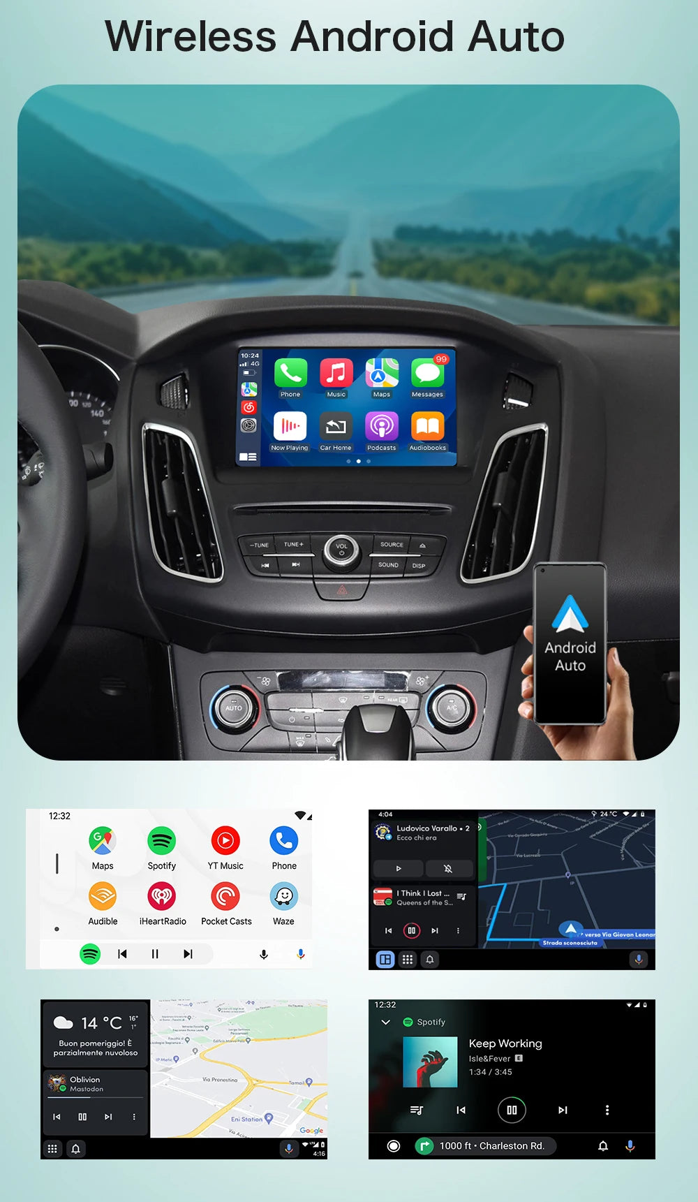 AUTOABC Wireless CarPlay For Ford Sync2 2011-2016 Explorer Focus Fiesta C-max Edge F150 Fusion Taurus With Android Auto AirPlay
