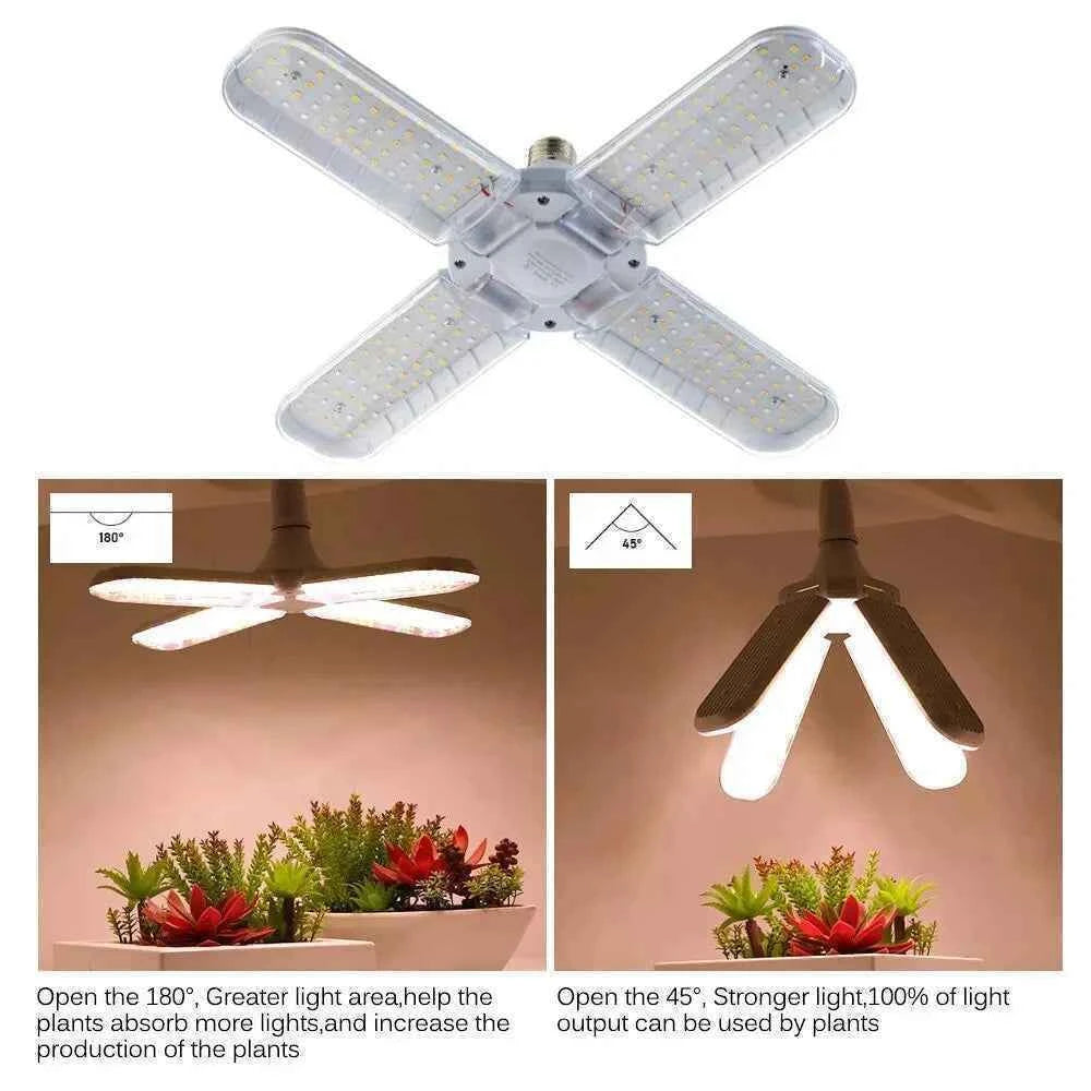 24/36/48W Fan Leaf Foldable LED Grow Light Full Spectrum E27 Plant Growing Light Phytolamp Bulb Indoor Plants Flower Seedling