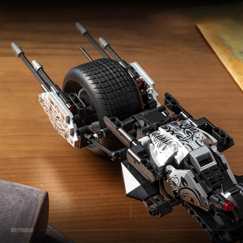Bat Motorcycle MOC Building Blocks Superheroes Dark Knight Vehicle Birthday Gifts Cool Ornaments Creative Bricks Assembly Toys