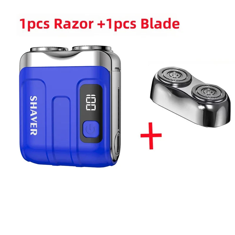 Mini Electric Smart Shaver Household Car Shaver Digital Display Dual Blade Rechargeable Shaver Powerful Beard Trimmer Tool