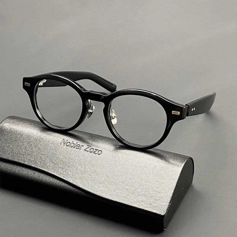 Vintage round glasses frame for men spring legs thickened with acetate optical glasses frame to make prescription glasses for my