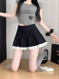 Flume edge lace skirt, fashionable and versatile pleated skirt, A-line skirt, new style