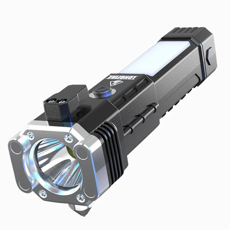 Multi-Functional Outdoor Flashlight-Pathfinding&Work Light Emergency Self-Rescue Safety Hammer with Window Breaker