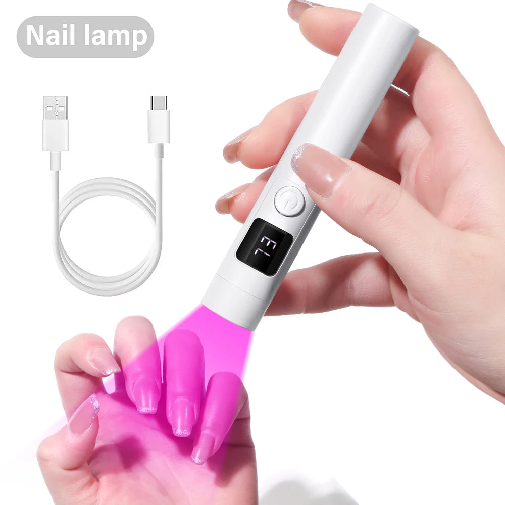 YIKOOLIN Portable Handheld UV Nail Lamp LED Mini Nail Dryer with LCD Screen USB for Gel Nails USB Rechargeable Nail Light