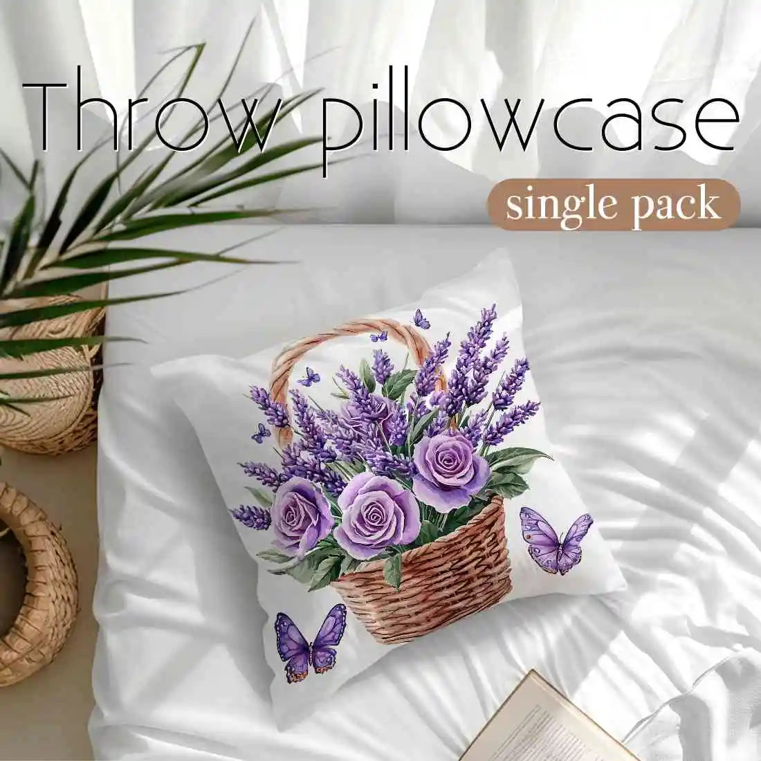 Home Decor Bedding Fantasy Lavender Bicycle Pattern Home Decor Pillowcase Living Room Sofa Polyester Cushion Cover