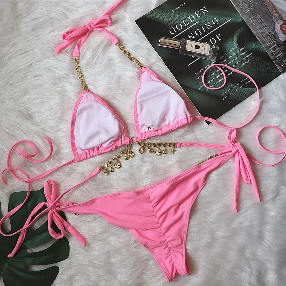 Sexy Bikinis 2026 Women's Solid Color Swimwear Female Swimsuit Swim Wear Bathing Suit Brazilian Bikini Set Beachwear Pool Bather