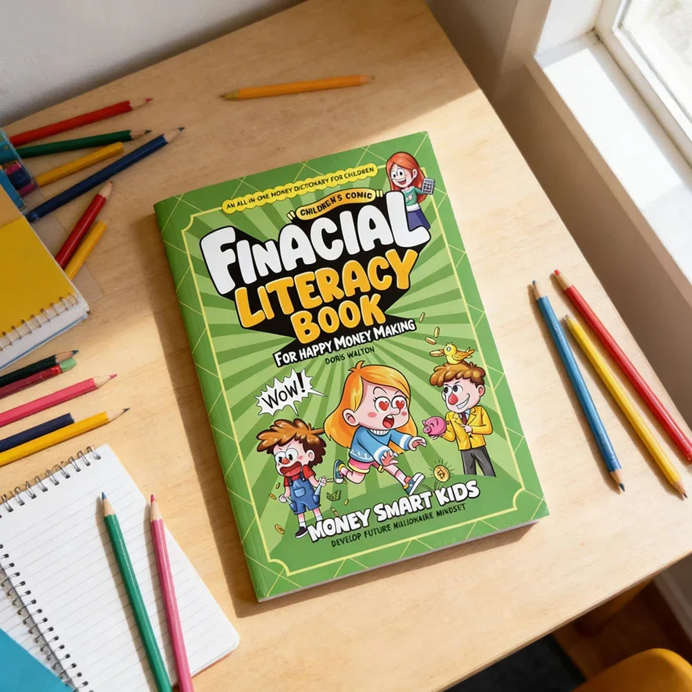 Kids Financial Literacy Book, Children's Comic Style Money Learning Book, All-in-One Money Dictionary for Kids  English Book