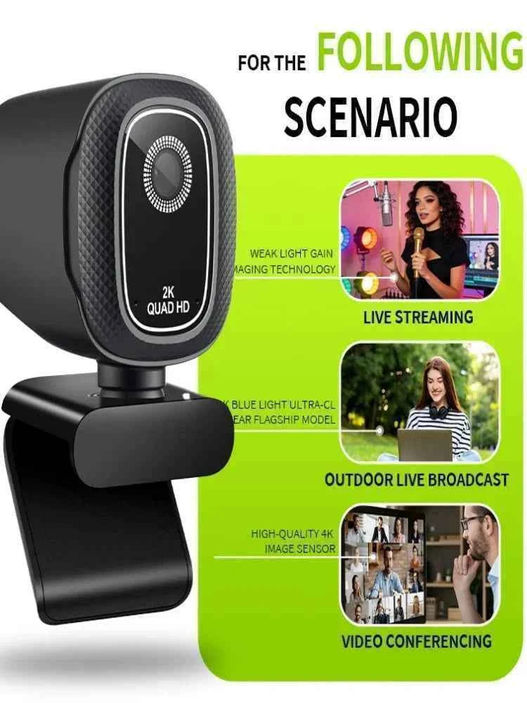 Webcam 4k Streaming Web Camera 1080p 30fps Usb Camera Free Screen Rotation With Dual Ai Noise-cancelling Mic For Tiktok/youtube