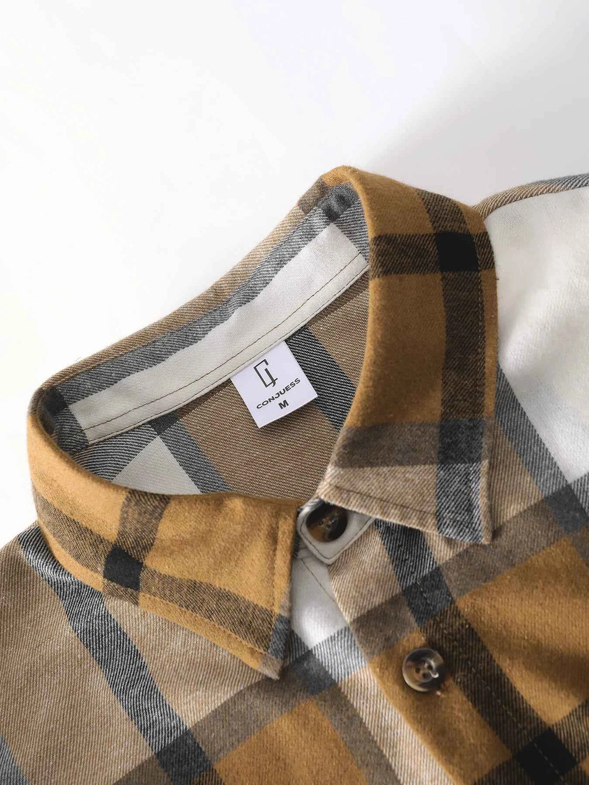 Men's Caramel Plaid Flannel Shirt For Autumn Style