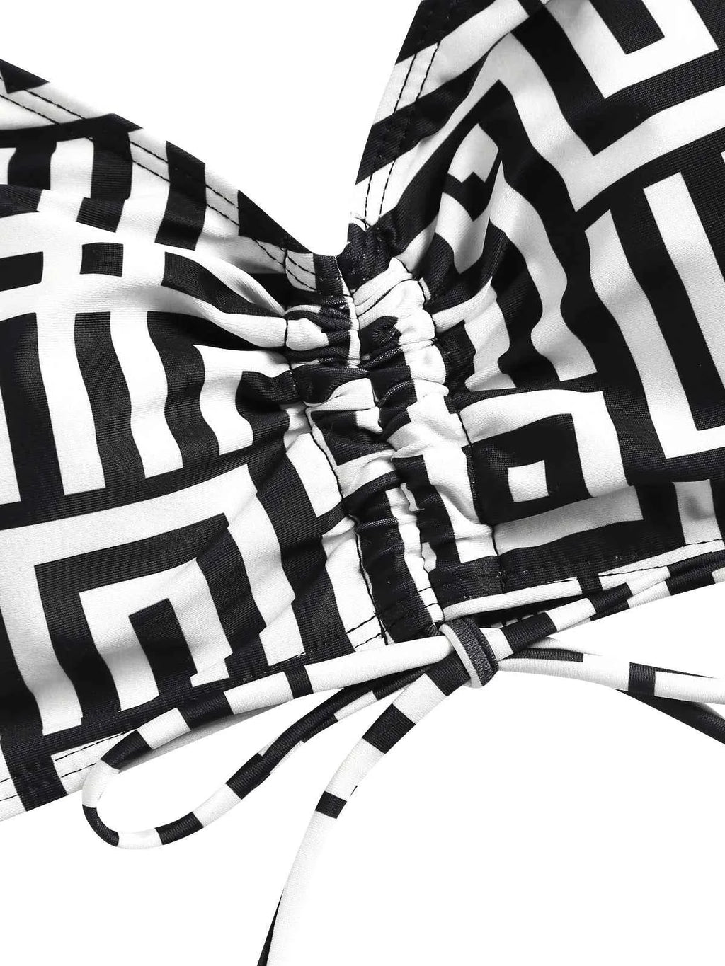 Women's Beach Summer Geometric Print Three-Piece Swimsuit Set with Long Sleeve Beach Cover-Up, Polyester Knit Fabric with Elasta