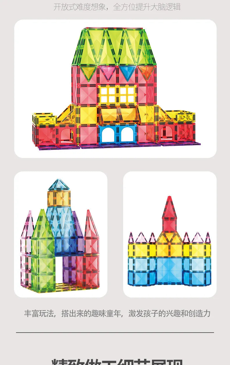 Magnetic Sheet Building Blocks Set Diamond Surface Color Window Educational Assembly Bricks Kid Concentration Training Toy Gift