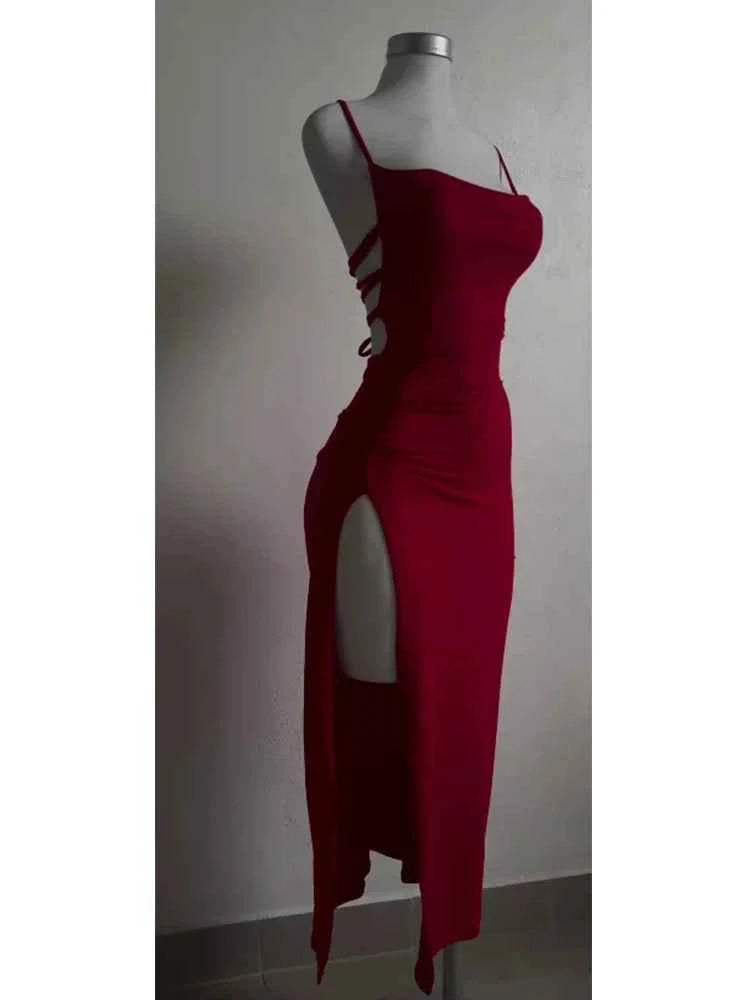2025 explosive new dress summer high sensibility halter strap Spice Girl bag hip dress