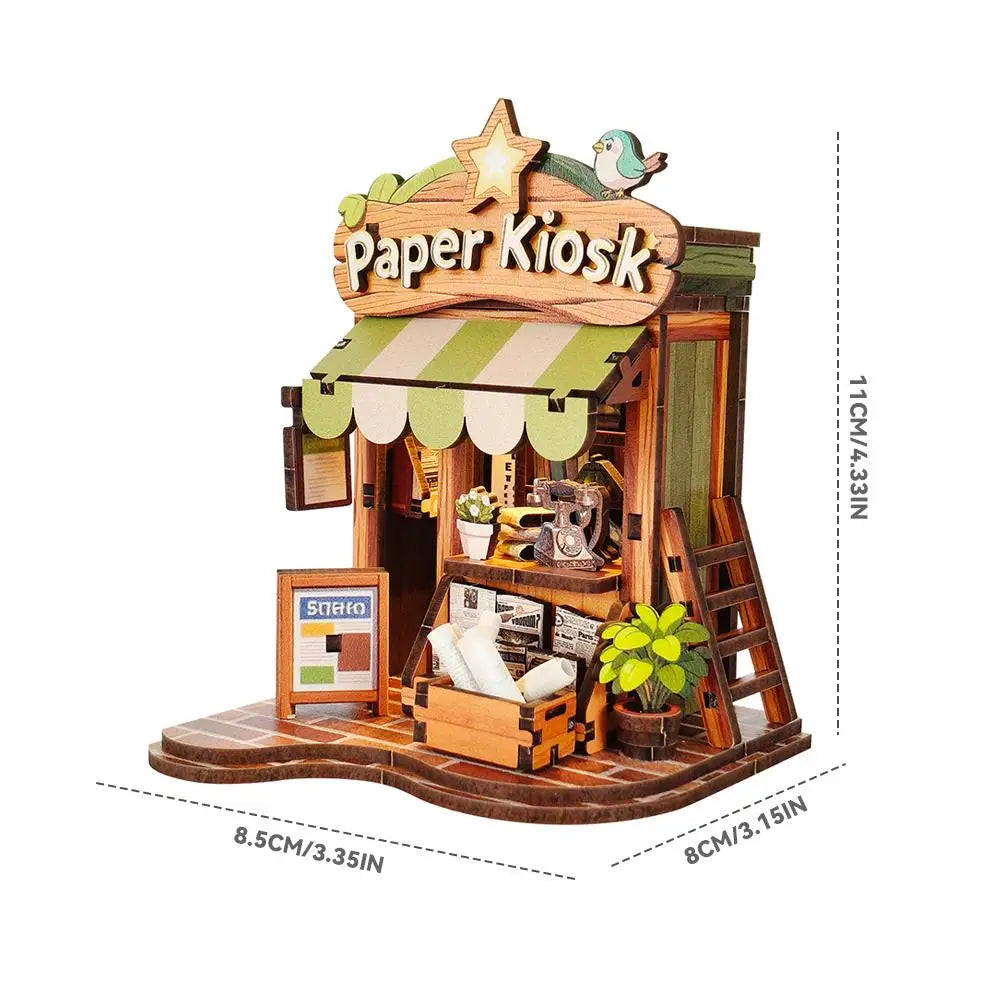 DIY Book Home Wooden Building Gift Creative Bookstore Desktop Decoration 3D Hand-assembled Building Model Highquality Furnishing