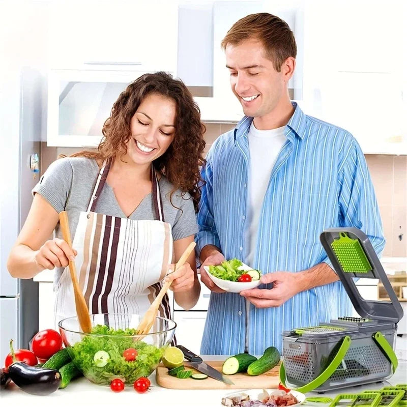 22 In 1 Multifunction Vegetable Chopper Mandoline Slicer Onion Dicer Food Grater With Drain Basket Container Kitchen Accessories