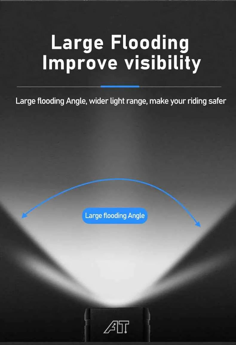 Bicycle Light T6 LED Bike Front Lamp 6 Modes Cycling Lantern Type-C Rechargeable MTB Bike Headlight Flashlight for Night Riding