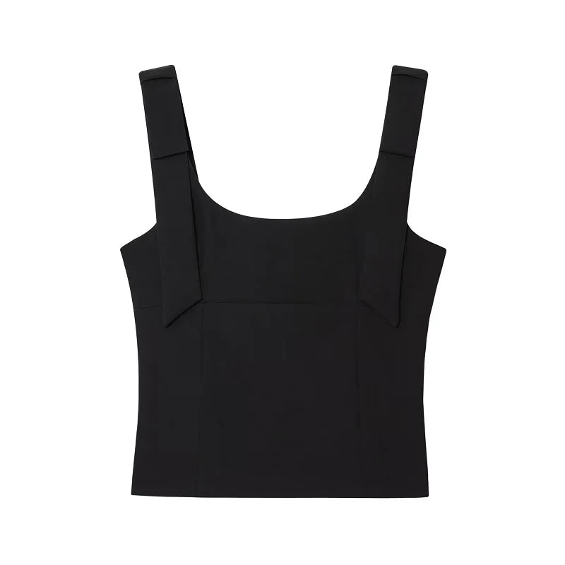 MUJER 2025 Bow Crop Top Woman Yellow Sexy Backless Top Women White Sleeveless Tops for Women Summer Camisole Bustier Top Female