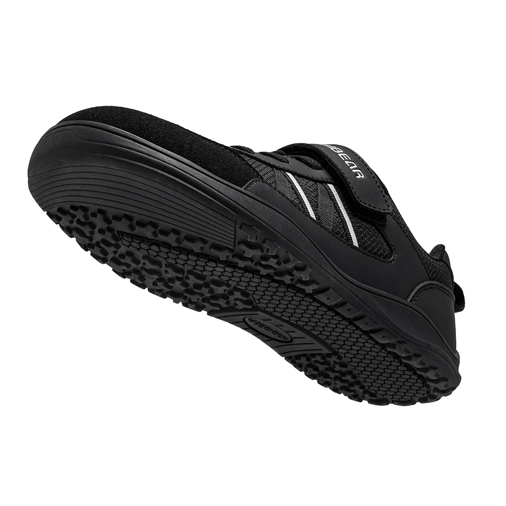 HOBIBEAR Big Kid Wide Width Shoes Barefoot Hook-Loop Artificial Leather Sneakers Lightweight Zero Drop Walking Shoes