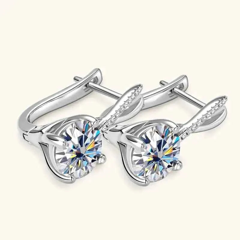Taoyu D2.0CT Moissanite Drop Hie Earrings Real Silver Women Gold Plated Hoops Infinite Earring Certified Wedding Jewelry