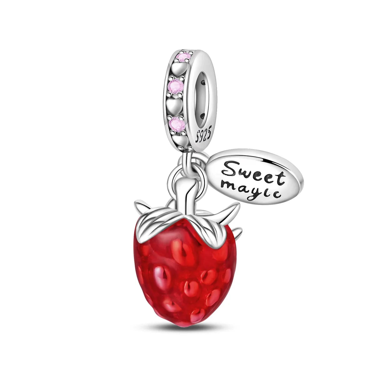 New 925 Silver Color Strawberry Cherry Fruit Series Charms Beads Fit 3mm 925 Original Bracelets DIY Birthday Jewelry Gifts