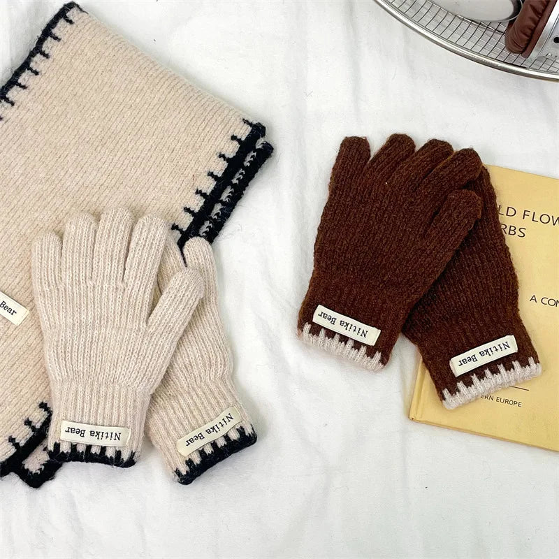 Kids Knitted Gloves 2-10 Years  Girls Winter Warm Five Finger Boys Fashion Icold Protection Ns Style Simple Children Students
