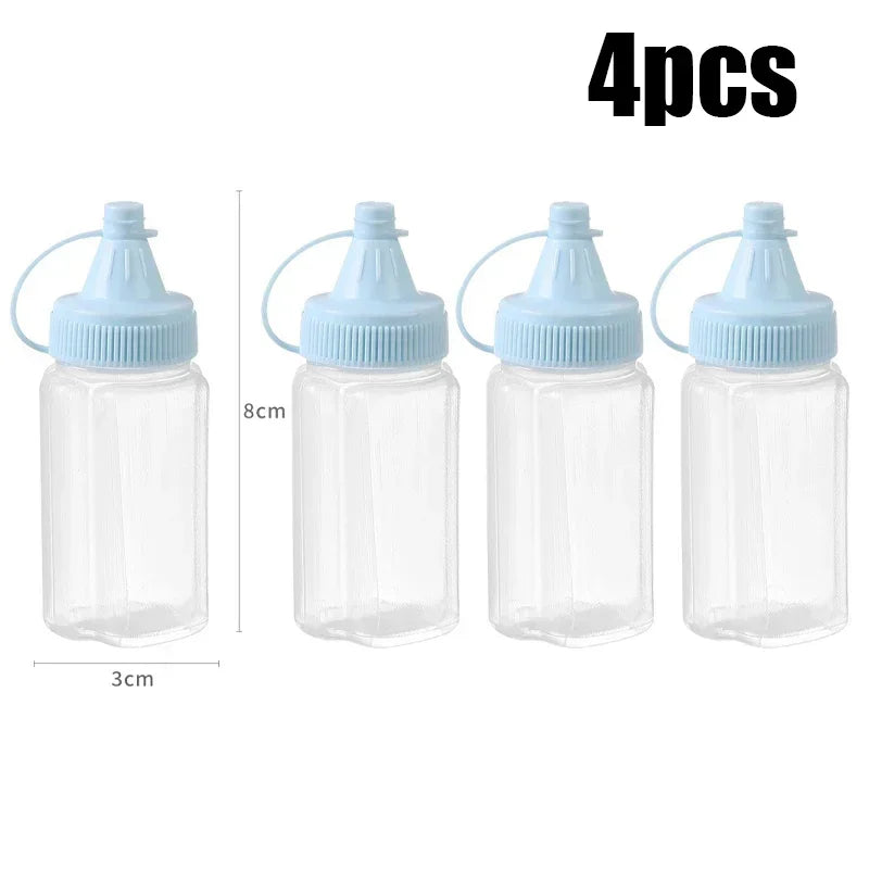 4Pcs Mini Sauce Bottles Condiment Dispenser Ketchup Bottle Mustard Salad Dressing Sauce Bento Container Kitchen Accessories