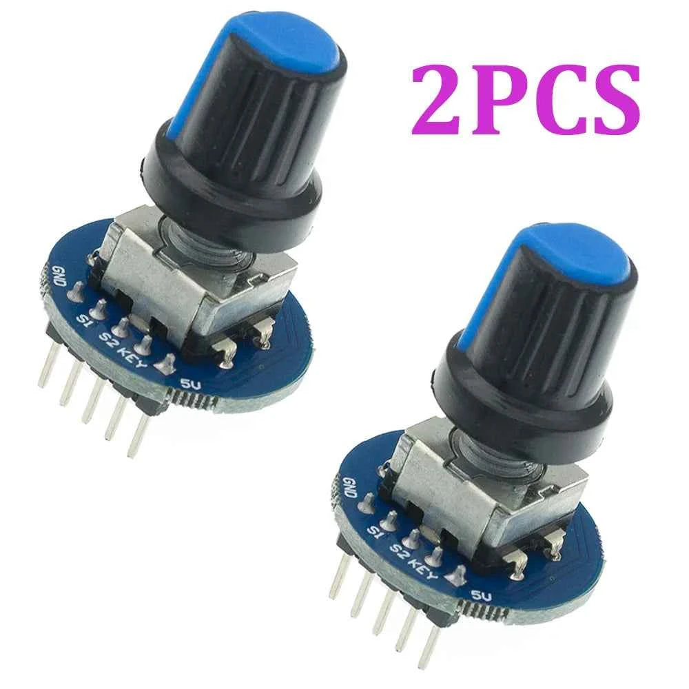 TENSTAR 2PCS Rotary Encoder Module Brick Sensor Development Round Audio Rotating Potentiometer Knob Cap EC11
