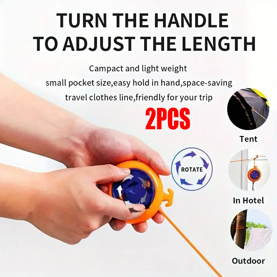 1/2pcs Clothesline Laundry Drying Rope Outdoor Clothes Line Windproof Anti-slip Retractable Cord for Hotel Camping accessories