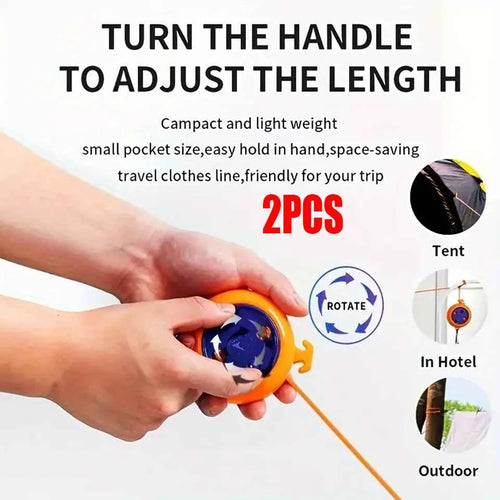 1/2pcs Clothesline Laundry Drying Rope Outdoor Clothes Line Windproof Anti-slip Retractable Cord for Hotel Camping accessories