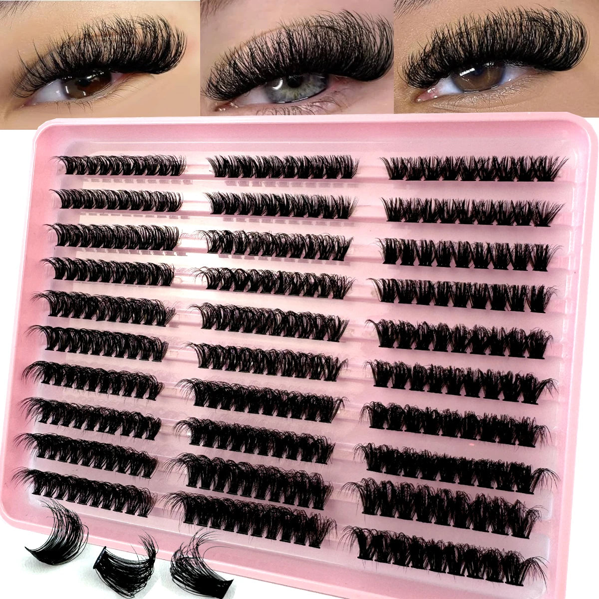 3 Color DIY Spiky Lash Clusters Volume Individual Extensions